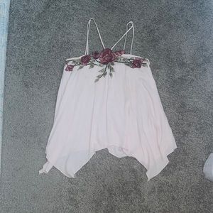 Pink Floral Spaghetti Strap Women’s Shirt